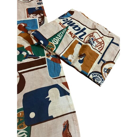 Vtg Sears MLB Baseball Teams Twin Flat Sheet Fabric 1970/80's Logos/Players - Picture 3 of 3